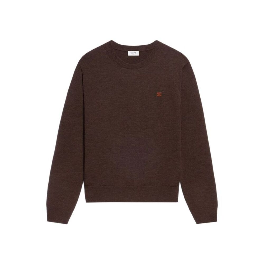 Celine Men Fine Wool Sweater With Triomphe Embroidery
